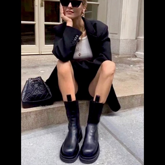 Shoes - Black Chelsea Lug Sole Boot